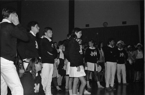 Cheerleaders at the football pep rally, Student Union Ballroom