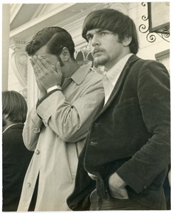 Two men at an anti-Vietnam War protest at the First Congregational Church