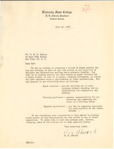 Circular letter from Kentucky State College to W. E. B. Du Bois
