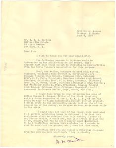 Letter from H. M. Bond to W. E. B. Du Bois