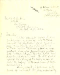 Letter from A. M. Alberga to W. E. B. Du Bois