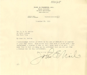 Letter from John E. Nail to W. E. B. Du Bois