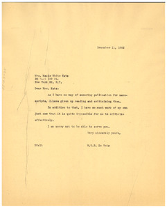 Letter from W. E. B. Du Bois to Maude White Katz