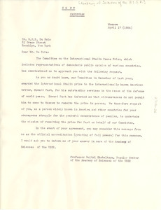 Letter from Dmitri Skobeltsyn to W. E. B. Du Bois