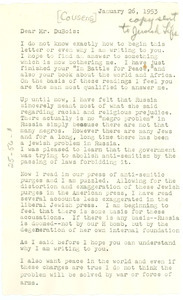 Letter from Lorraine Cousens to W. E. B. Du Bois