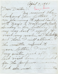 Letter from Emma Groves to W. E. B. Du Bois