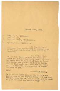 Letter from Crisis to E. M. Williams