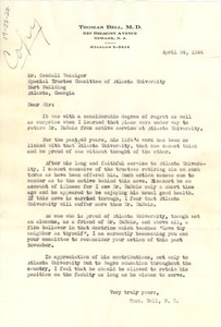 Letter from Thomas Bell to Kendall Weisiger