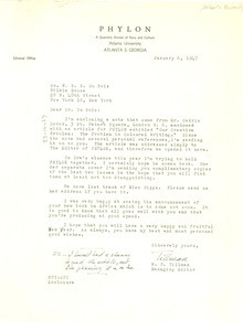 Letter from Phylon to W. E. B. Du Bois