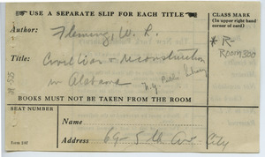 New York Public Library book request slip - Digital Commonwealth