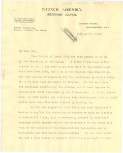 Letter from Church Missionary Society to W. E. B. Du Bois