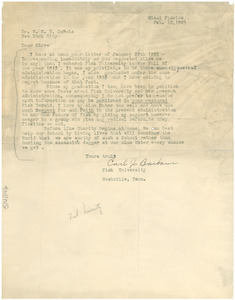 Letter from Carl J. Barbour to W. E. B. Du Bois