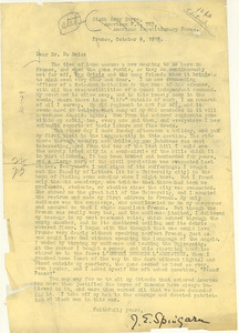 Letter from J. E. Spingarn to W. E. B. Du Bois