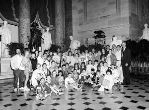 Congressman John W. Olver (right) with a group of visitors to the capitol