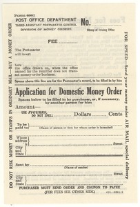 Application for domestic money order