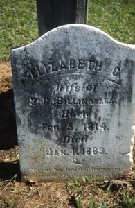 Fannin Cemetery (Mississippi) gravestone: Billingslea, Elizabeth (d. 1889)
