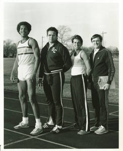 Mike Brown, Glenn Pires, W. F. Newhall, and Head Coach Ken Klatka (1980)