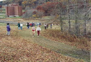 Kate Meehan running up a hill