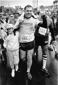 Mayor Raymond L. Flynn at Boston Marathon finish line