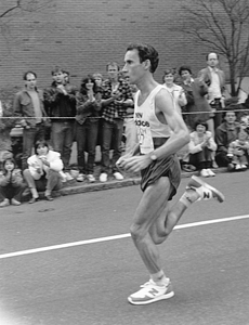 Unidentified man running in the Boston Marathon