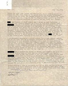 Correspondence from Rupert Raj to Lou Sullivan (February 12, 1989)