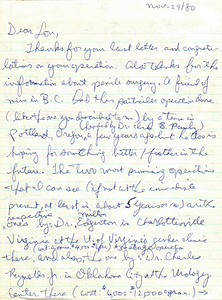 Correspondence from Nicholas Ghosh to Lou Sullivan (November 29, 1980)