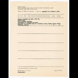 Agenda, minutes, attendance list and memorandum for Citizens Urban Renewal Action Committee (CURAC) and Police-Community Relations Committee meetings on September 29, 1964