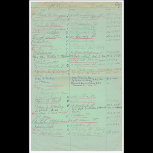 Attendance list for Citizens Urban Renewal Action Committee (CURAC) meeting held on June 11, 1962