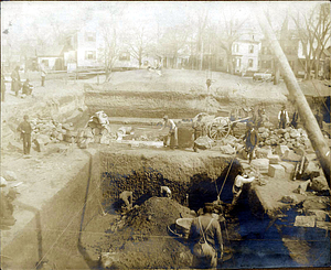 Public library, excavating for building