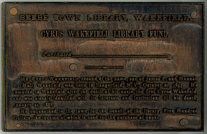 "Cyrus Wakefield Library Fund" bookplate