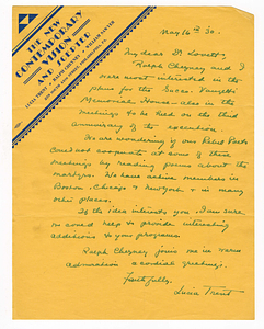 Letter from Lucia Trent to Robert Morss Lovett, May 16, 1930