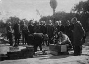 Laying the cornerstone of Stetson Library