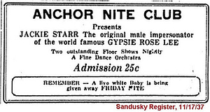 Anchor Nite Club Presents Jackie Starr