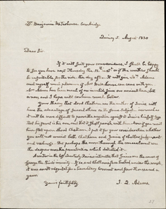 Letter from John Quincy Adams to Benjamin Waterhouse