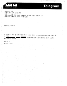 Correspondence between John Joseph Moakley and a South Boston High School teacher regarding South Boston High receivership, 15 December 1975