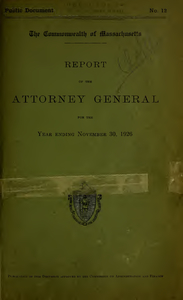 Report of the attorney general for the year ending November 30, 1926