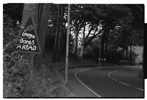 PIRA Drogue bomb warning sign outside Downpatrick, Co. Down