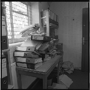 RUC station, Castlereagh, Belfast. Notorious for being the place in which many IRA prisoners were interrogated.  Known commonly as the Castlereagh Holding Centre. Bobbie was the only photographer allowed into the building to take photographs before it was demolished.Shots of files and lists of prisoners' medical records