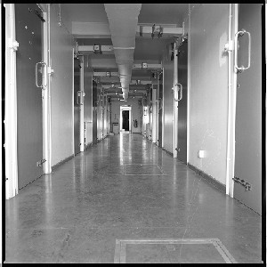 RUC station, Castlereagh, Belfast. Notorious for being the place in which many IRA prisoners were interrogated.  Known commonly as the Castlereagh Holding Centre. Bobbie was the only photographer allowed into the building to take photographs before it was demolished. Cell block