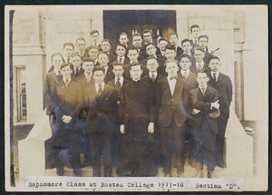 Sophomore class at Boston College 1917-18, section "D"