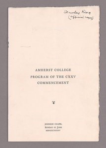 Amherst College Commencement program, 1945 June 3