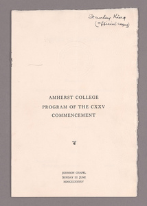 Amherst College Commencement program, 1945 June 3