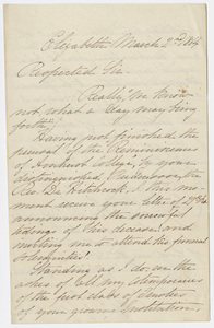 Sampson Vryling Stoddard Wilder letter to William Augustus Stearns, 1864 March 2
