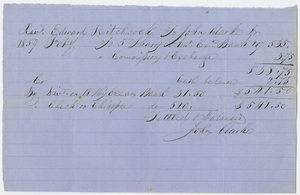 Edward Hitchcock receipt of payment to John Clarke, 1859 February
