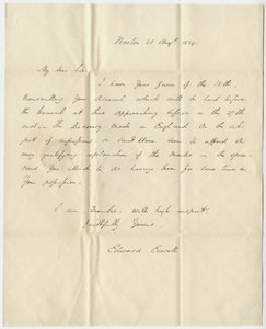 Governor Edward Everett letter to Edward Hitchcock, 1839 August 21