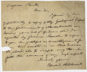Edward Hitchcock letter to Nicholas Hentz