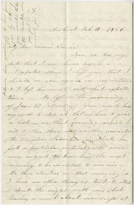 Orra White Hitchcock letter to Eunice Huntington, 1856 February 11