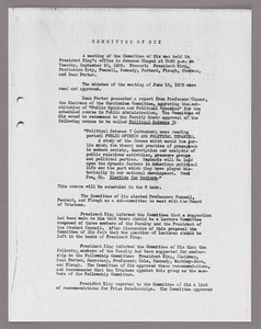 Amherst College faculty meeting minutes and Committe of Six meeting minutes 1938/1939