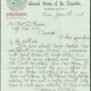 G. A. R. Massachusetts Headquarters: Frank Pratt Court Martial 1871