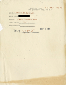 Citywide Coordinating Council daily monitoring report for Charlestown High School by Lenton D. Rhodes, 1975 September 8